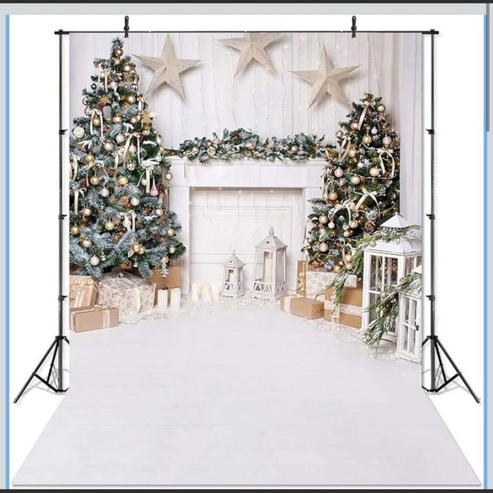 Holiday Backdrop with Christmas Trees